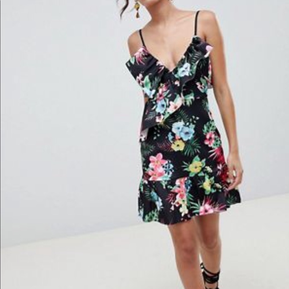 Asos design scuba ruffle dress